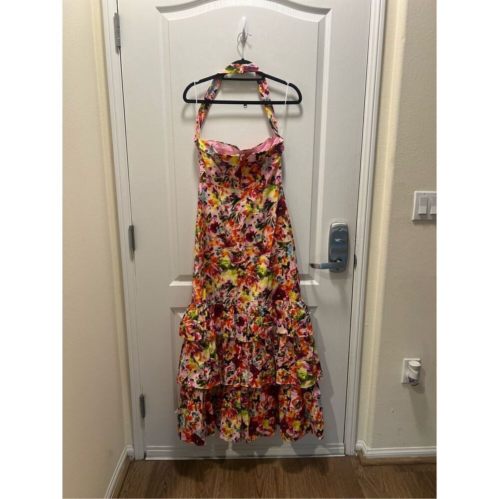 ELLIATT Elira Floral halter neck Maxi Dress Wedding Guest Cocktail size S NWT - Picture 6 of 8